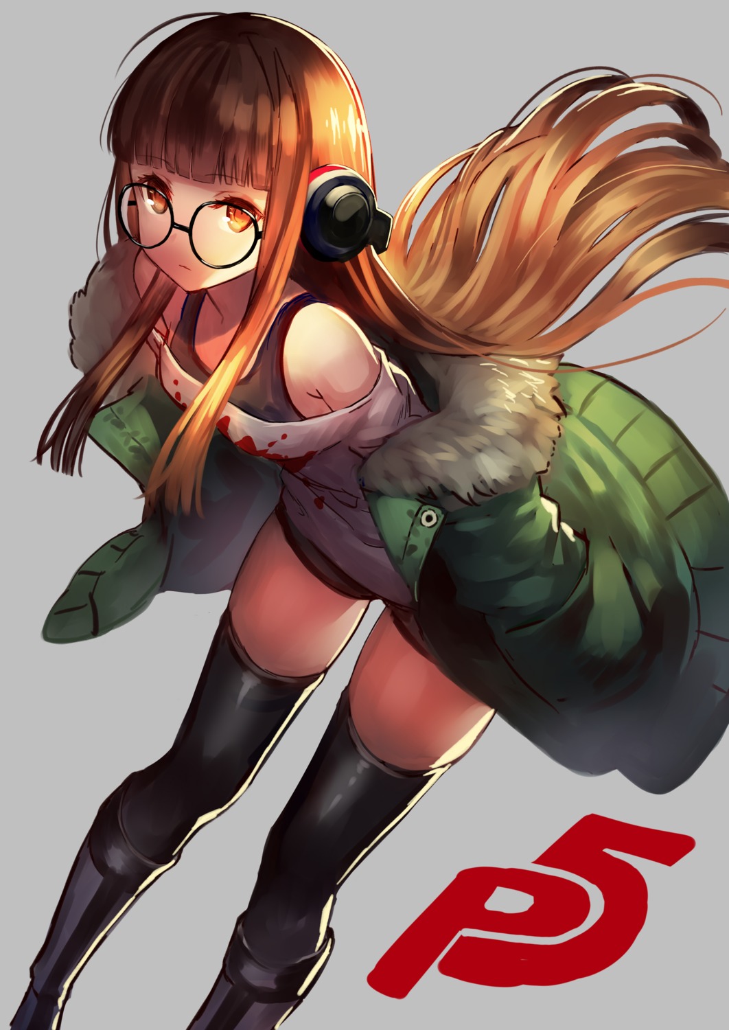 headphones megane persona_5 sakura_futaba terai_(teraimorimori) thighhighs