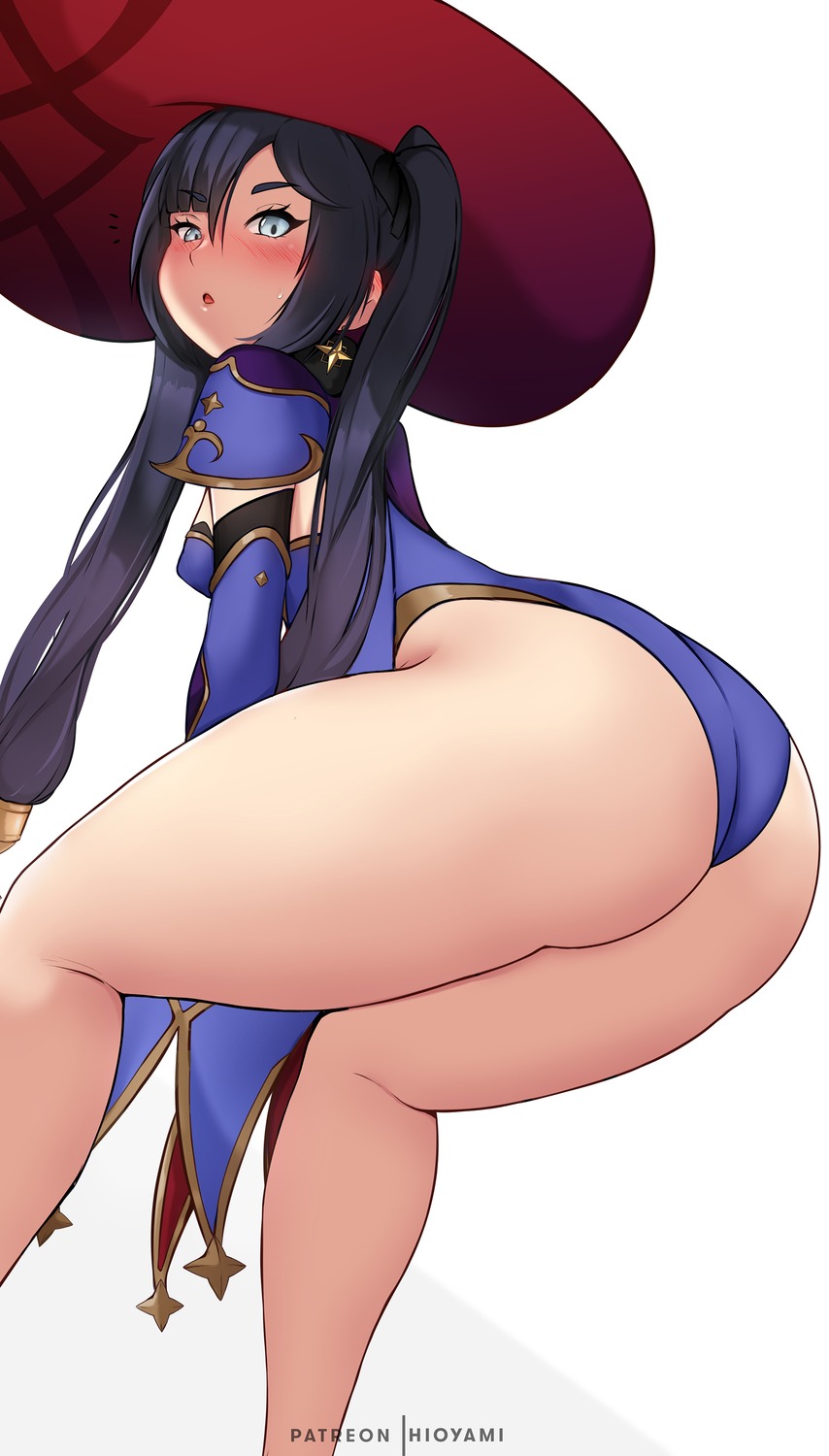 ass erect_nipples genshin_impact hioyami leotard mona_megistus witch