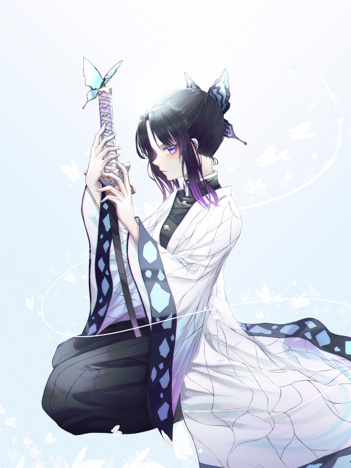 domi_(hongsung0819) japanese_clothes kimetsu_no_yaiba kochou_shinobu sword