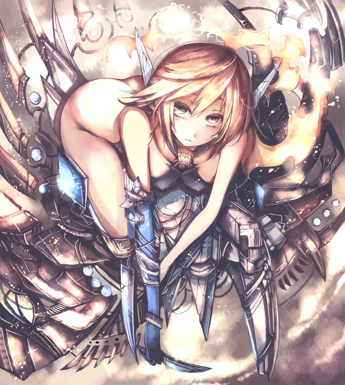 armor blazblue bottomless erect_nipples noel_vermillion venomrobo weapon