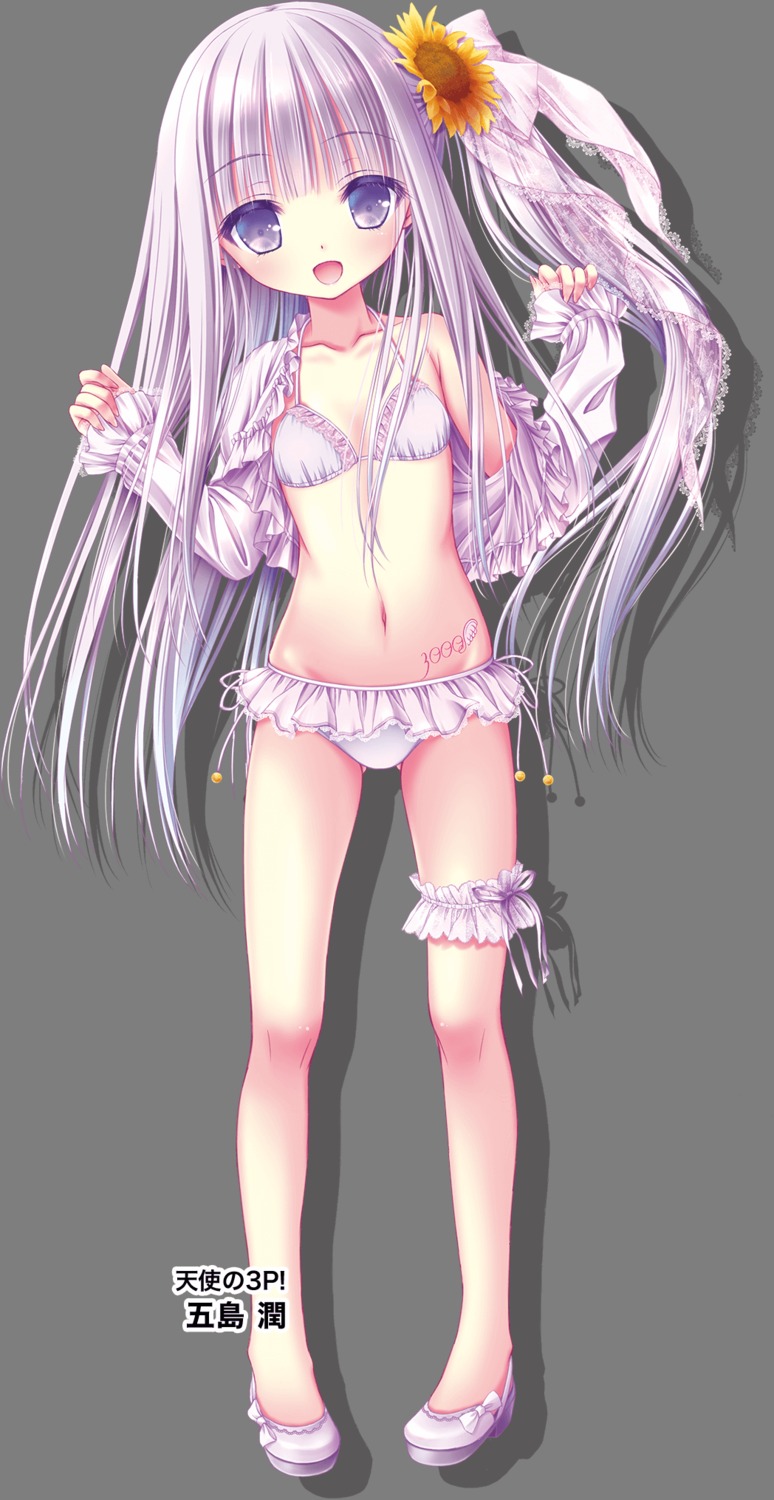 bikini cleavage garter goto_jun heels loli open_shirt swimsuits tattoo tenshi_no_three_piece! tinkle transparent_png