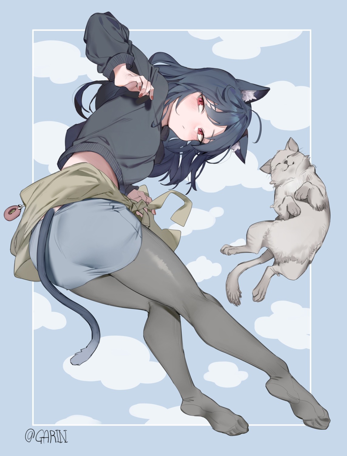 animal_ears ass garin neko nekomimi pantyhose tail