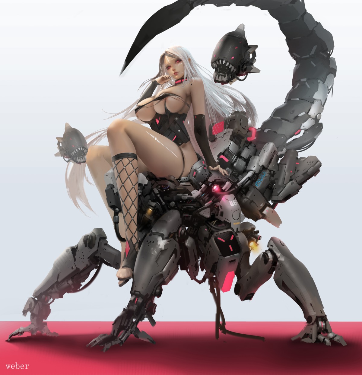 erect_nipples fishnets leotard mecha no_bra weber