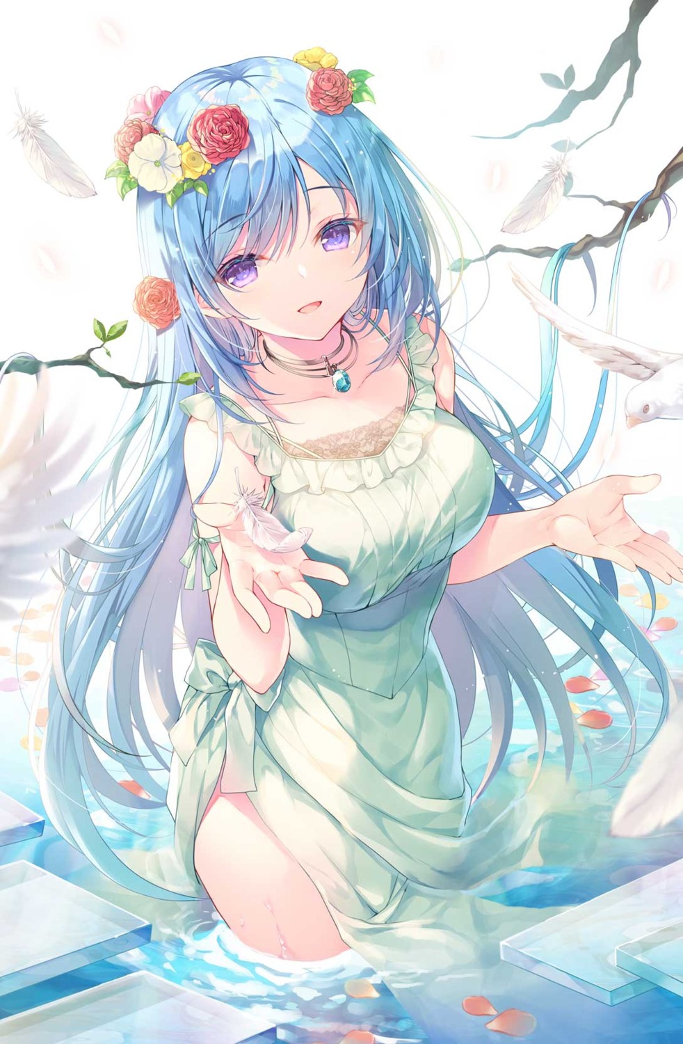 dress emori_miku emori_miku_project miwabe_sakura wet