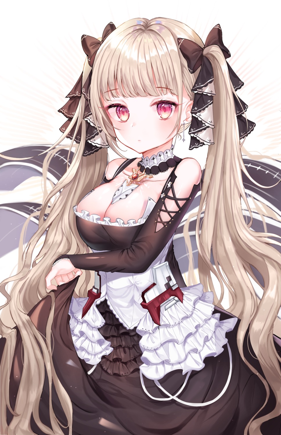 azur_lane breast_hold formidable_(azur_lane) gothic_lolita lolita_fashion no_bra skirt_lift yam_(dr_yammy)