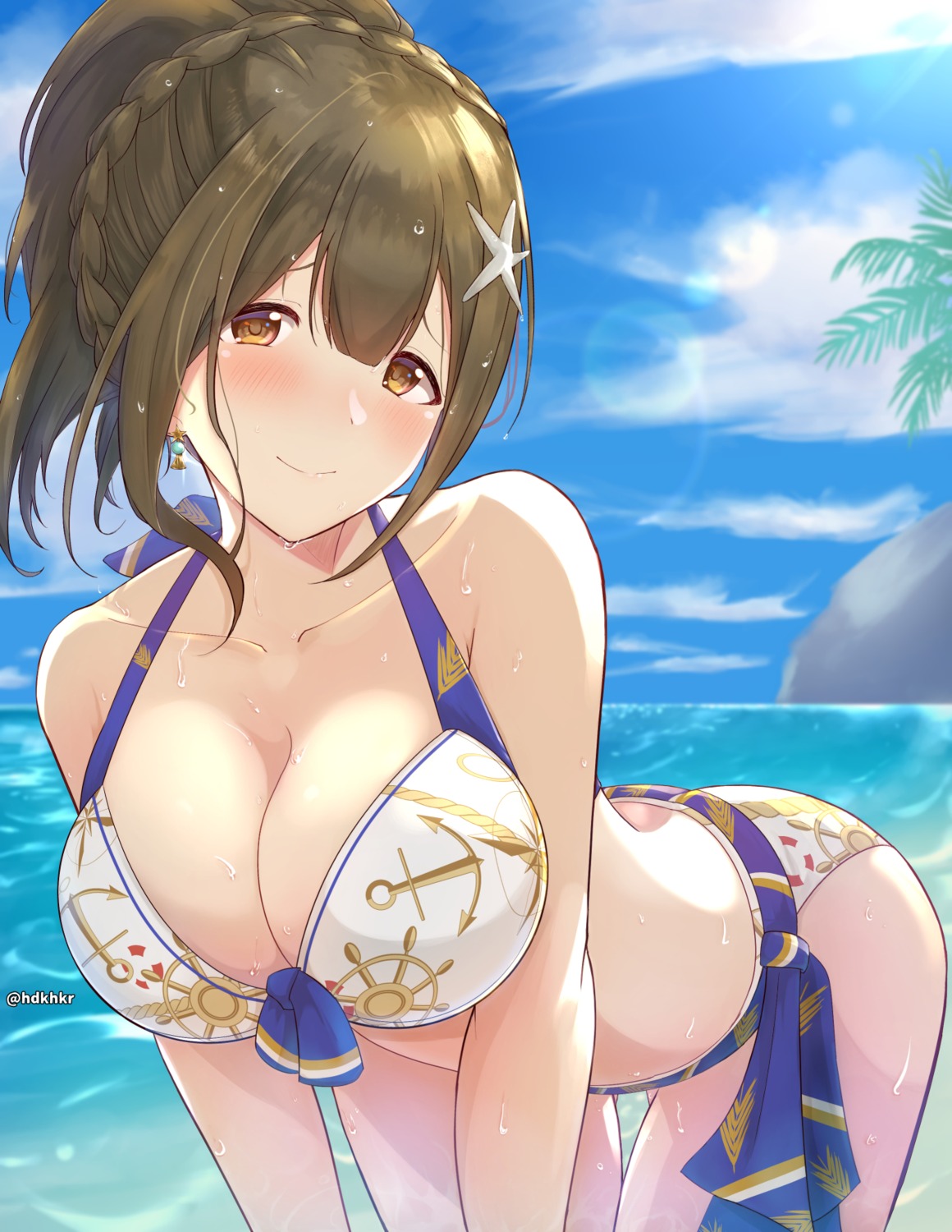 bikini cleavage kuwayama_chiyuki shionootsu swimsuits the_idolm@ster the_idolm@ster_shiny_colors wet