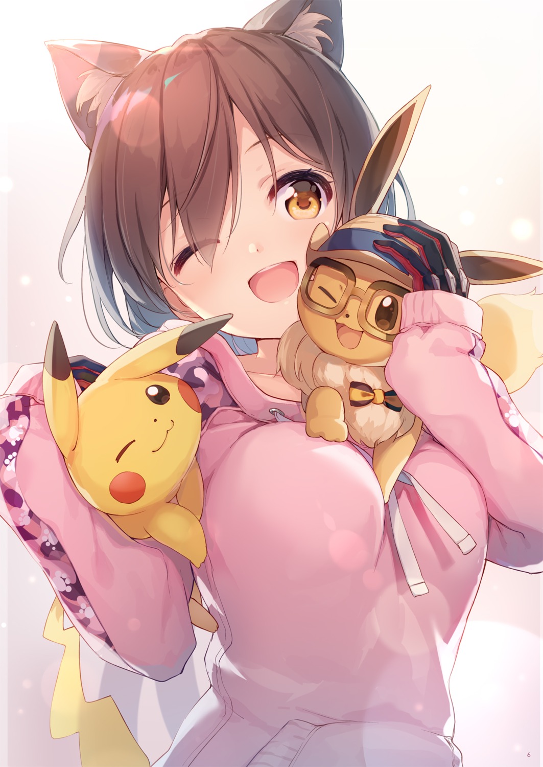 animal_ears eevee megane nijihashi_sora pikachu pokemon roboco-san