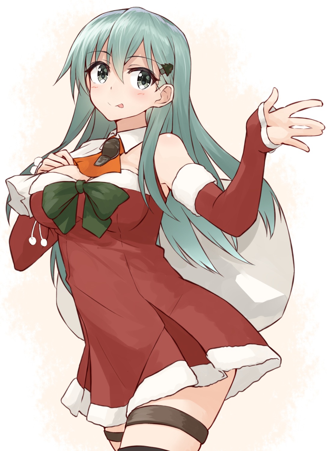 christmas cleavage dress kantai_collection suzuya_(kancolle) syunichi