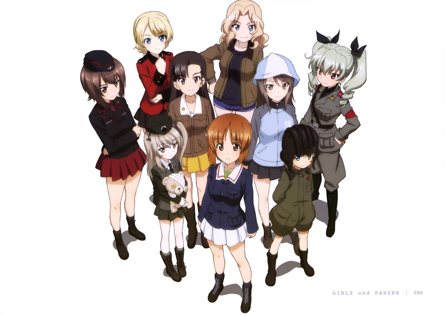 anchovy bandages darjeeling girls_und_panzer katyusha kay_(girls_und_panzer) mika_(girls_und_panzer) nishi_kinuyo nishizumi_maho nishizumi_miho shimada_arisu uniform