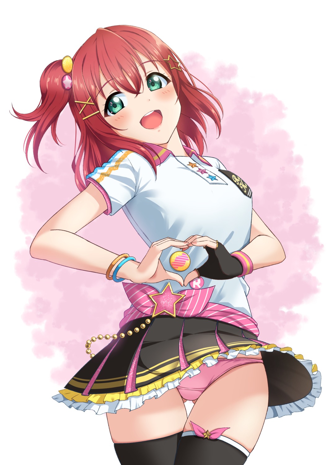 garter kurosawa_ruby love_live!_sunshine!! oku_1225 pantsu skirt_lift thighhighs