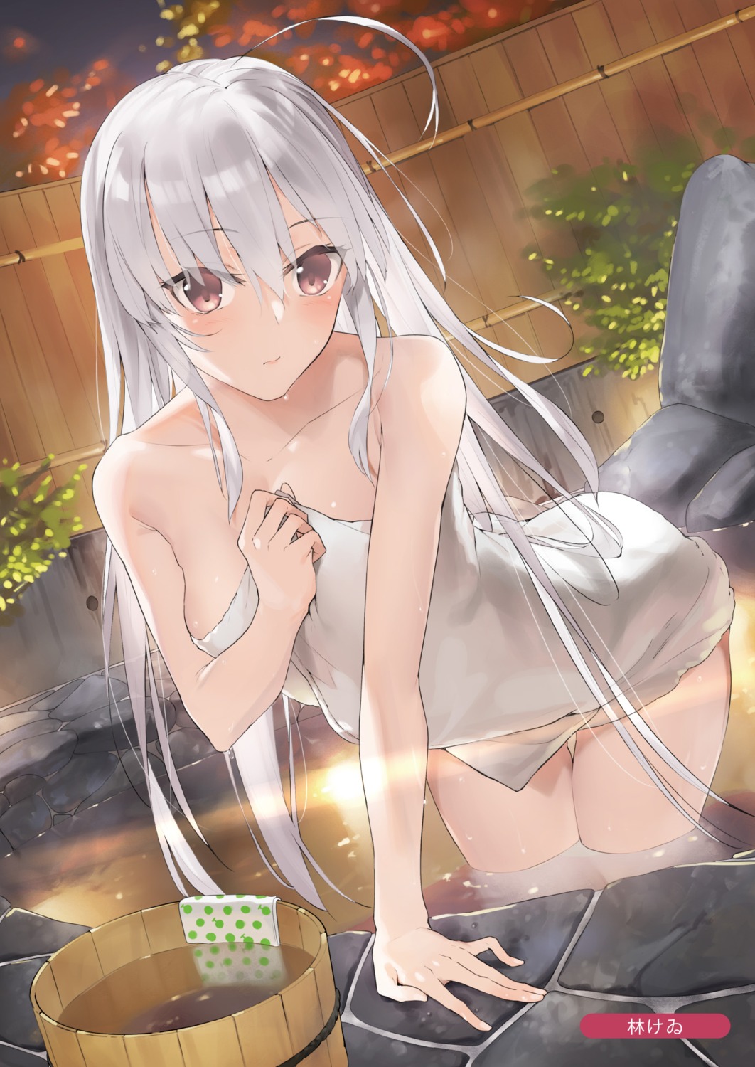 bathing breast_hold hayashi_kewi naked onsen possible_duplicate towel wet