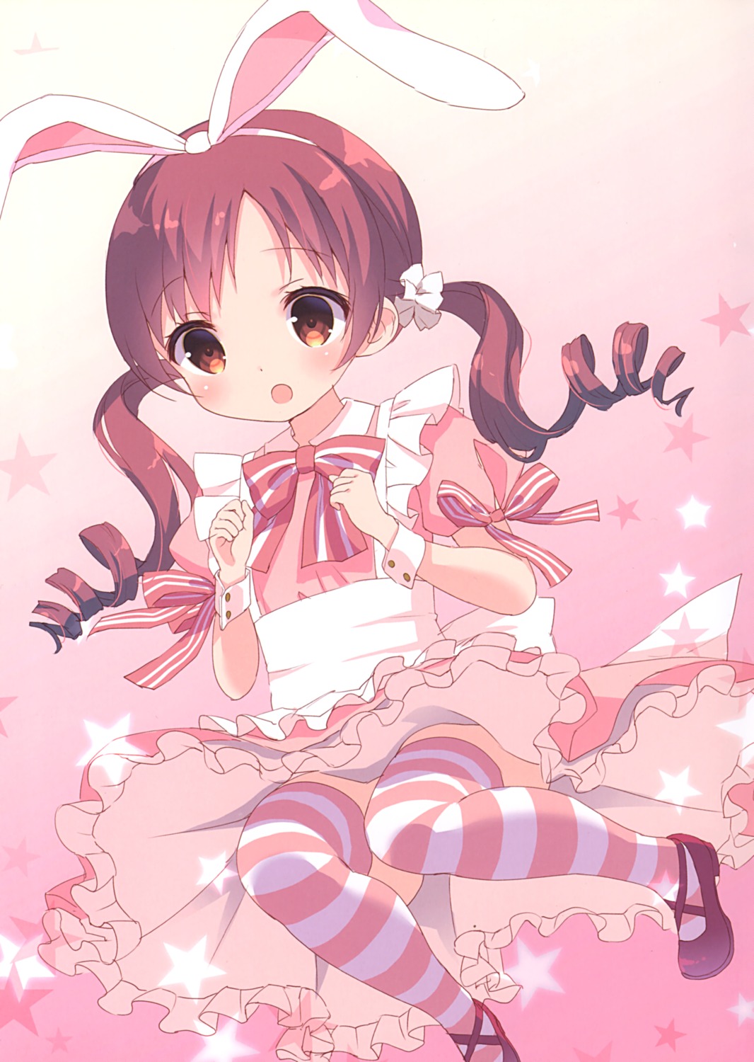 animal_ears bunny_ears chitosezaka_suzu dress gochuumon_wa_usagi_desu_ka? legato maid natsu_megumi thighhighs