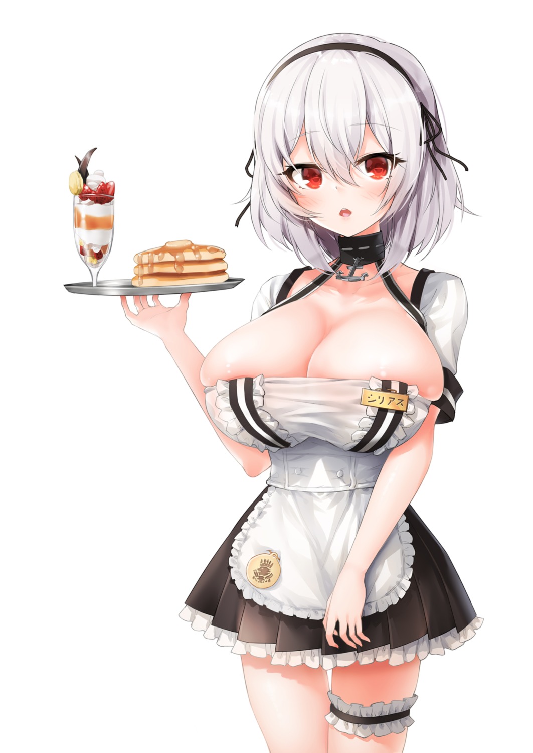 areola azur_lane garter macchiato_(jae-min_cho) maid no_bra sirius_(azur_lane)