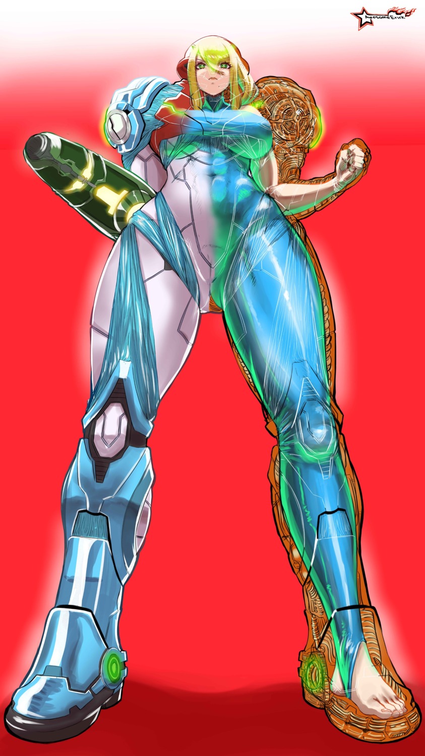 armor awesomeerix bodysuit feet metroid metroid_dread samus_aran weapon