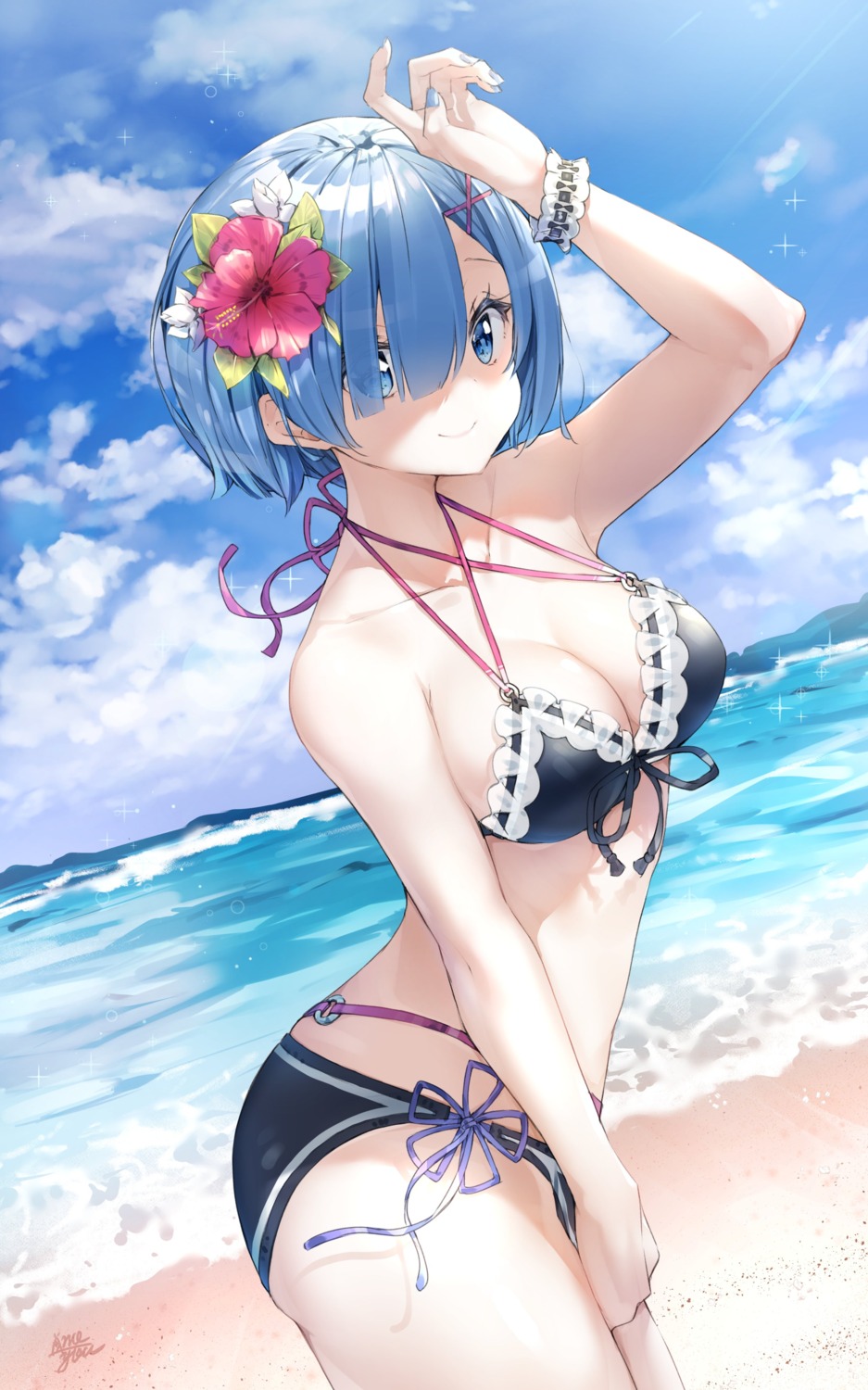 bikini re_zero_kara_hajimeru_isekai_seikatsu rem_(re_zero) swimsuits takenoko_no_you