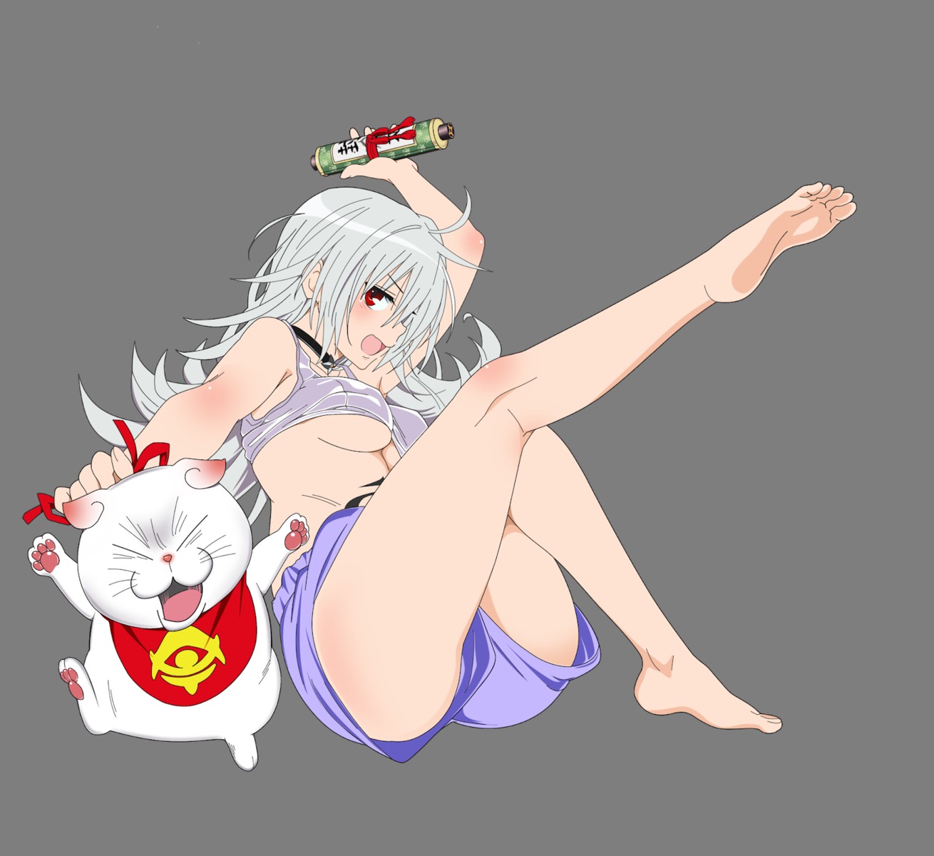 ayakashi_triangle feet genderswap kazamaki_matsuri neko no_bra shirogane_(ayakashi_triangle) transparent_png underboob yabuki_kentarou