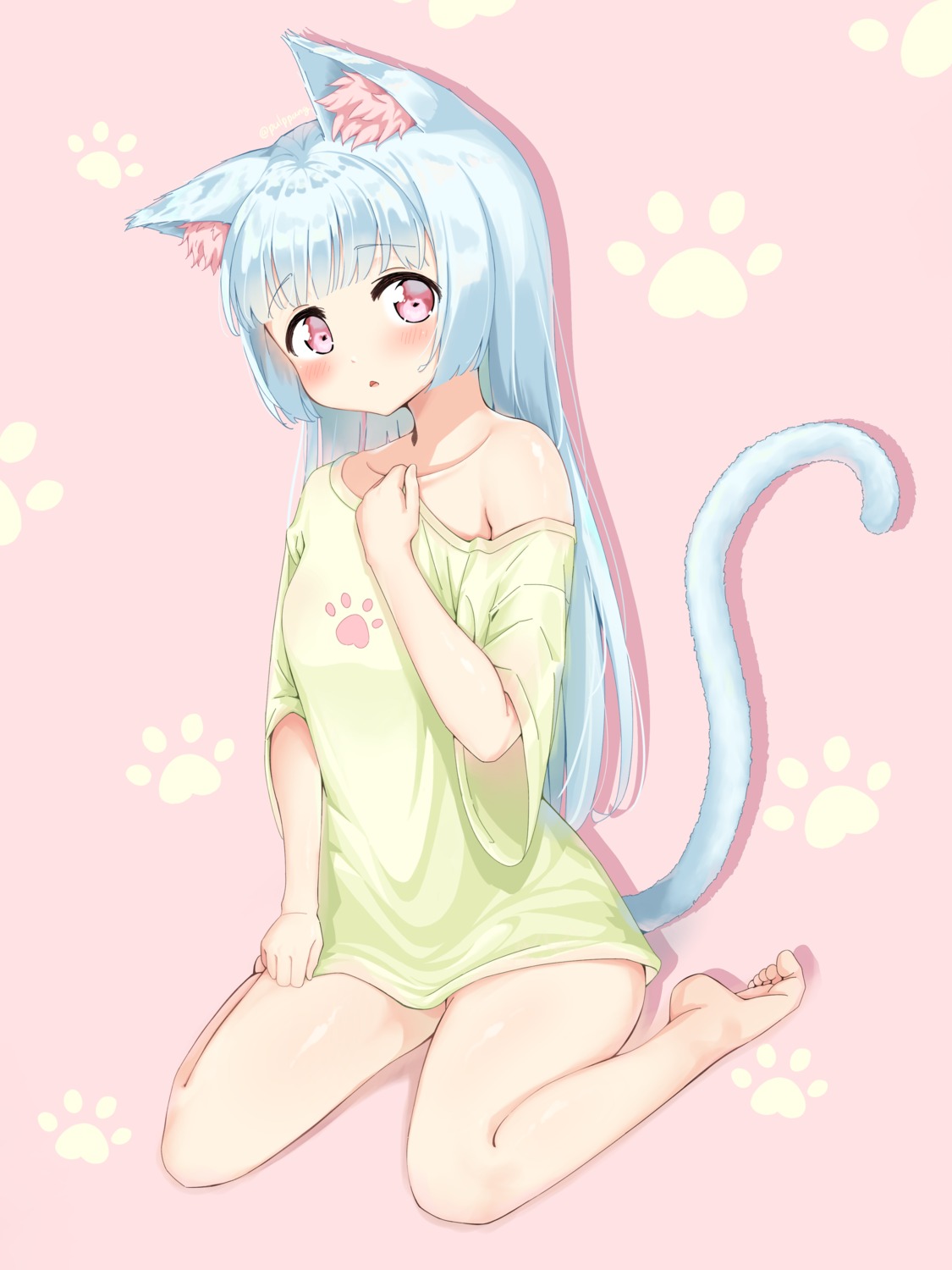 animal_ears dohyuni818 nekomimi no_bra tail