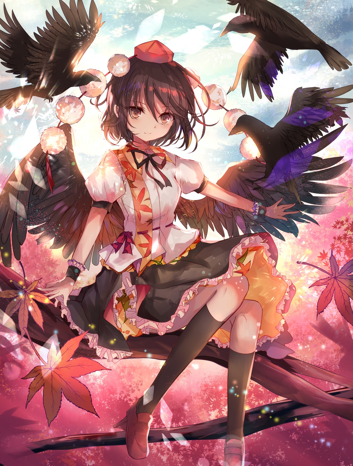 kazu_(muchuukai) shameimaru_aya touhou wings