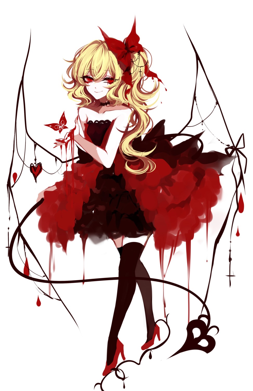 dress flandre_scarlet heels sheya tail thighhighs touhou wings