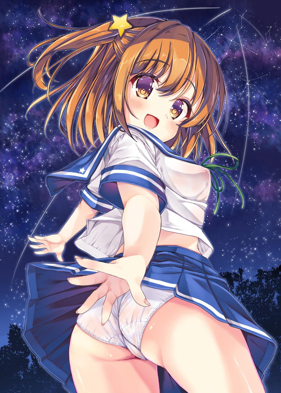 cameltoe koisuru_asteroid konohata_mira neko_pan nipples no_bra pantsu see_through seifuku shirt_lift skirt_lift thong