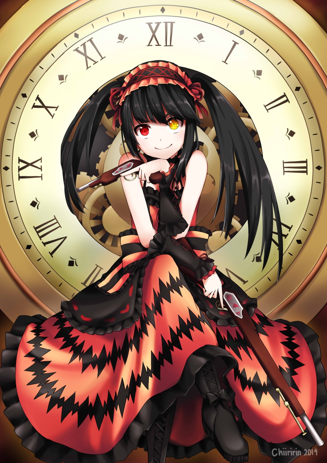 chiiririn date_a_live dress gothic_lolita gun heterochromia jpeg_artifacts lolita_fashion tokisaki_kurumi