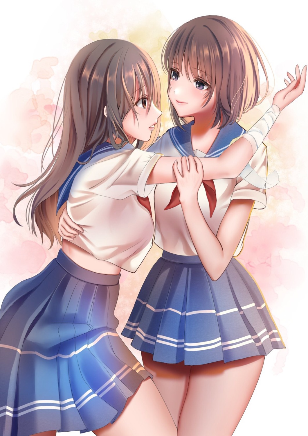 bandages inushima no_bra see_through seifuku yuri