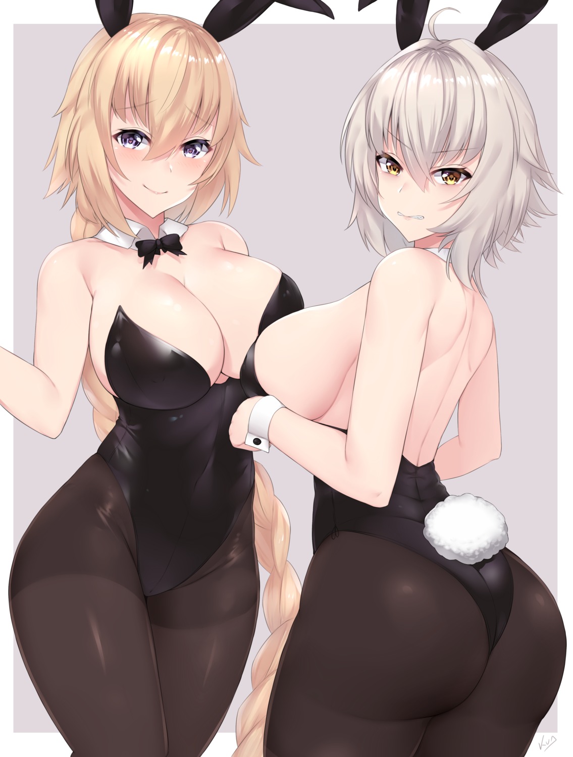 animal_ears ass bunny_ears bunny_girl cleavage fate/apocrypha fate/grand_order fate/stay_night jeanne_d'arc jeanne_d'arc_(alter)_(fate) jeanne_d'arc_(fate) kuavera no_bra pantyhose tail