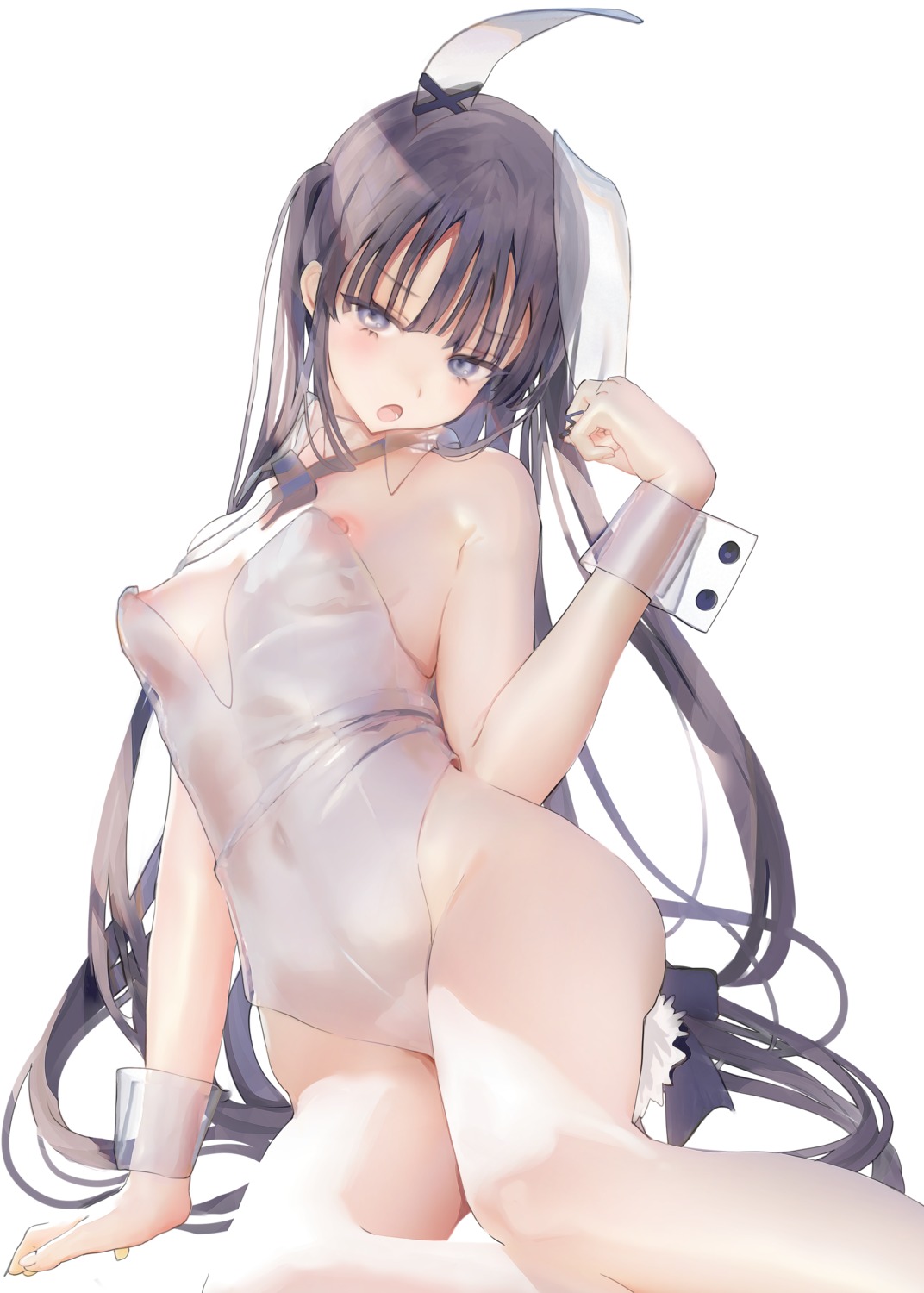 animal_ears bunny_ears bunny_girl iijima_masashi nipples no_bra see_through tail