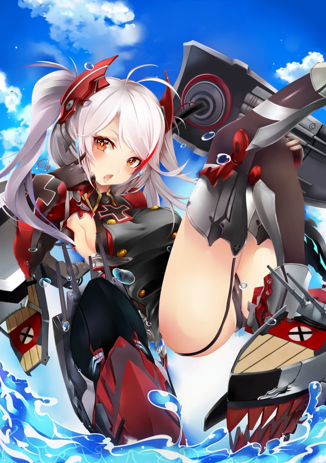 azur_lane cekonikowa pantsu prinz_eugen_(azur_lane) stockings thighhighs uniform