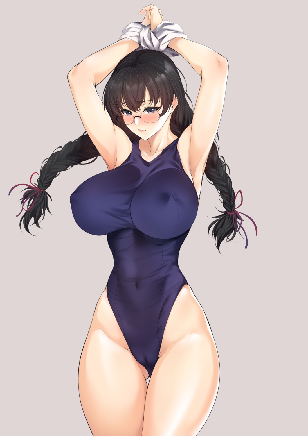 bondage cameltoe erect_nipples hanekawa_tsubasa megane swimsuits zucchini