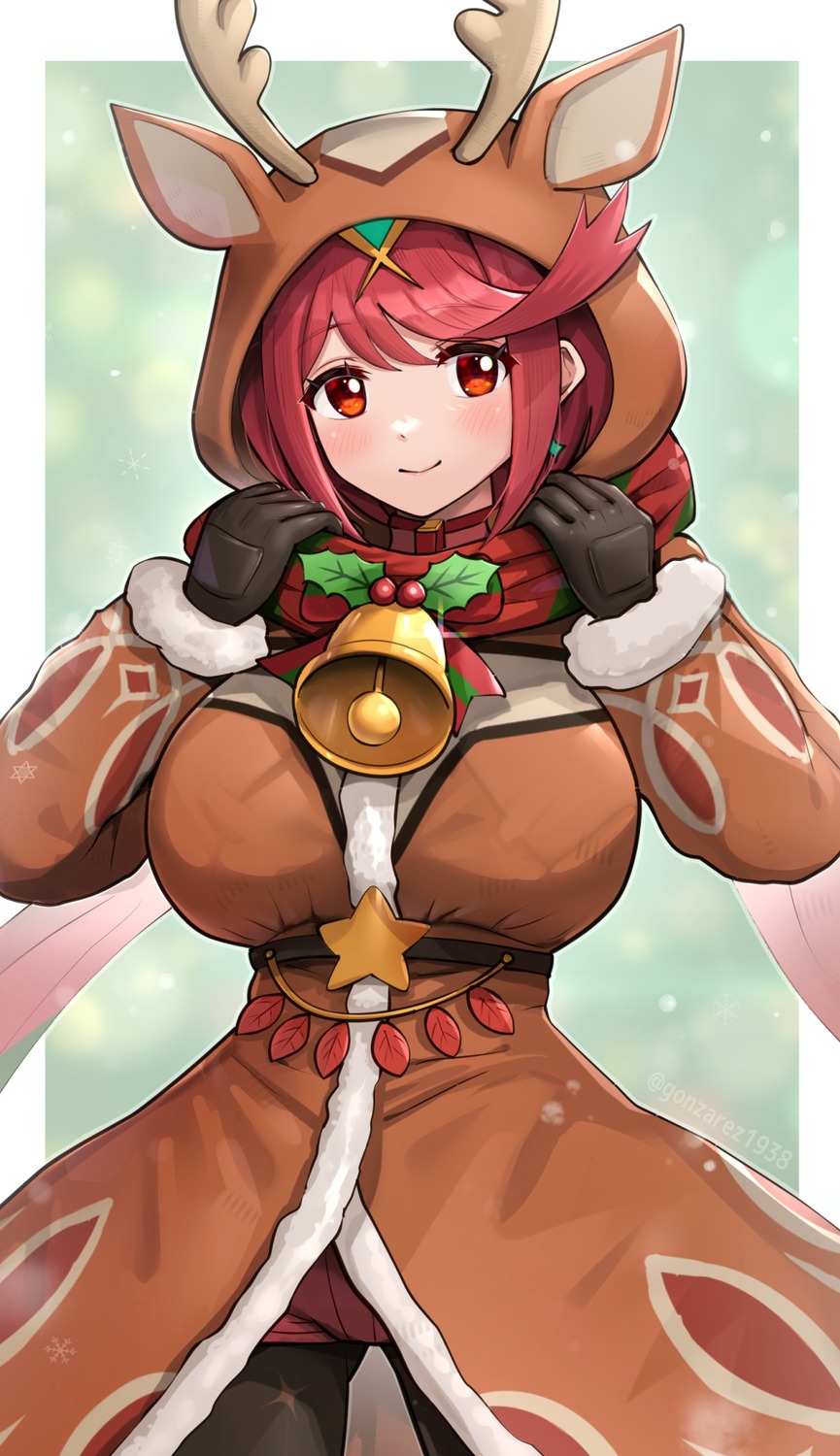 animal_ears christmas gonzarez homura_(xenoblade_2) horns pantyhose xenoblade_(series) xenoblade_2