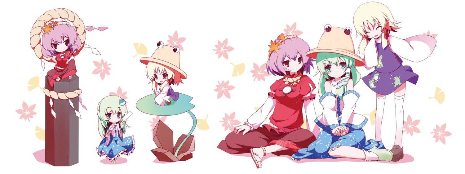 chibi japanese_clothes kochiya_sanae machily moriya_suwako touhou yasaka_kanako