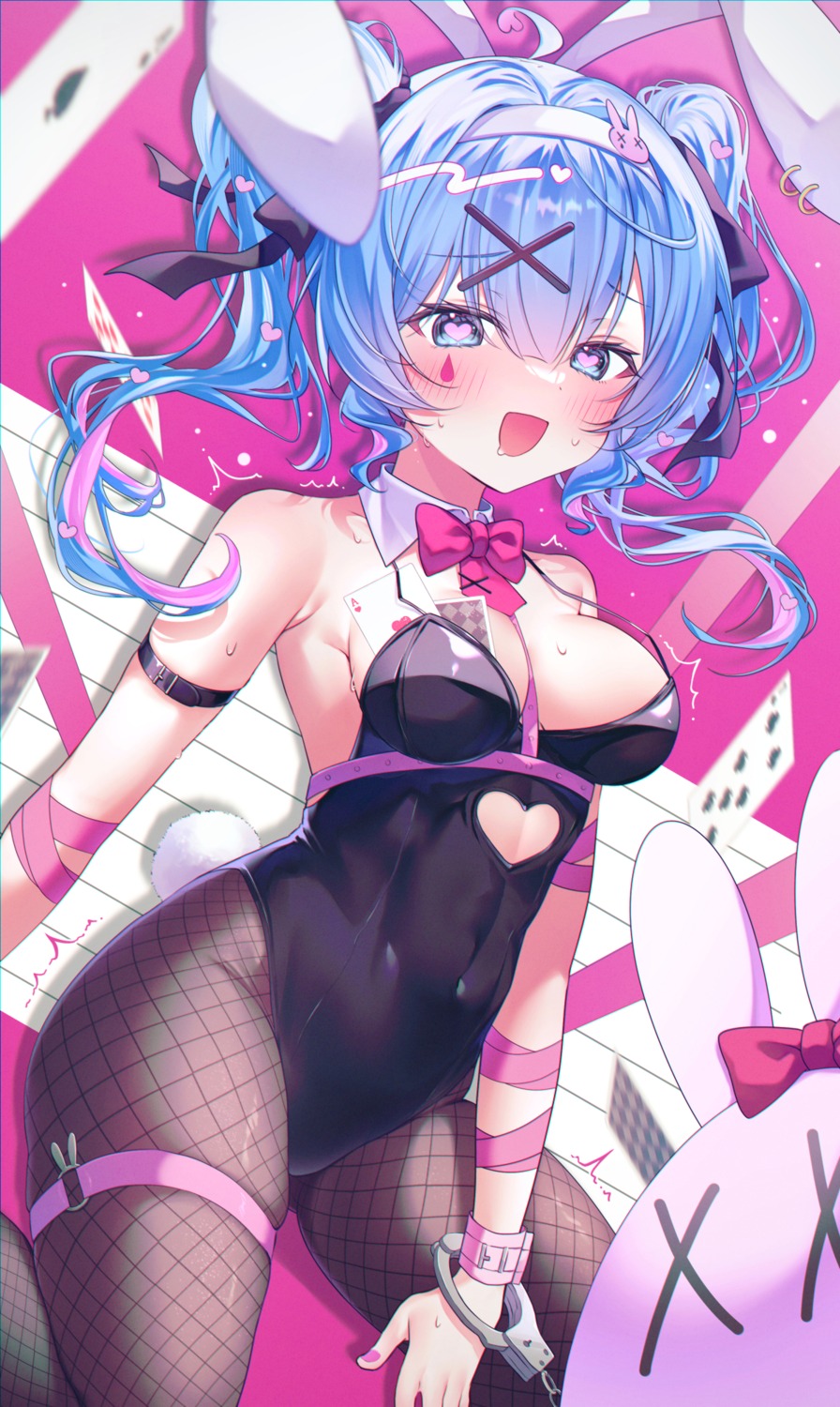 animal_ears bunny_ears bunny_girl fishnets garter gyozanuko hatsune_miku no_bra pantyhose rabbit_hole_(vocaloid) tail tattoo vocaloid