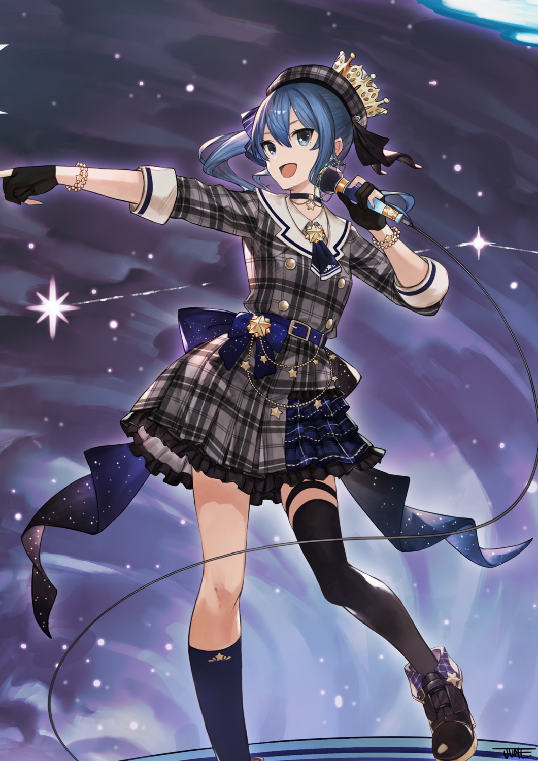 dress garter heels hololive hoshimachi_suisei thighhighs