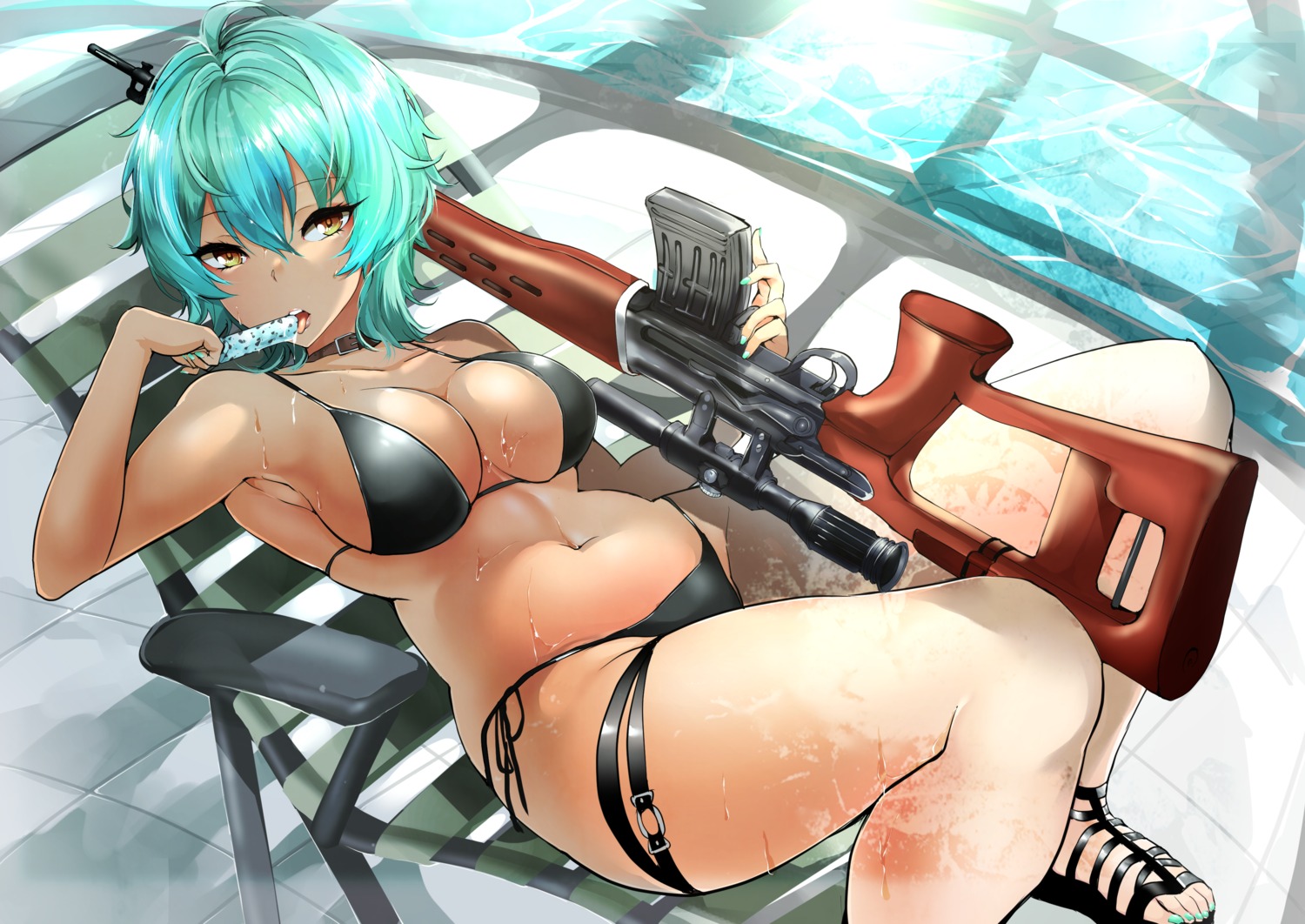 agetama bikini garter gun swimsuits wet