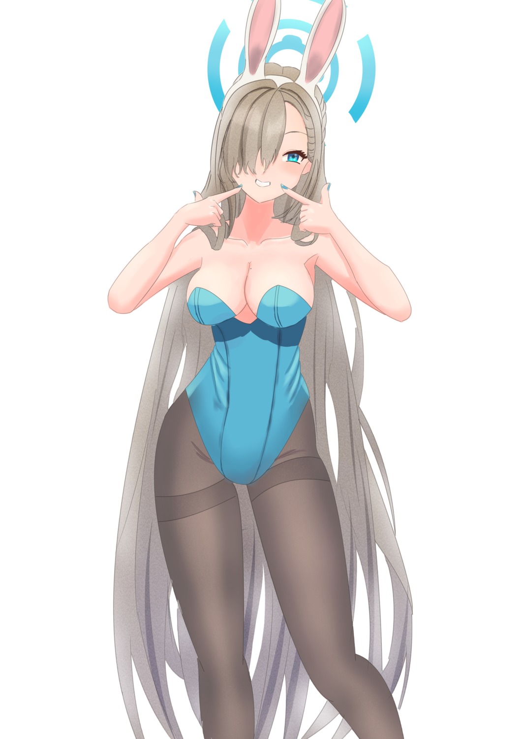 animal_ears blue_archive bunny_ears bunny_girl halo ichinose_asuna no_bra noma_(artist) pantyhose