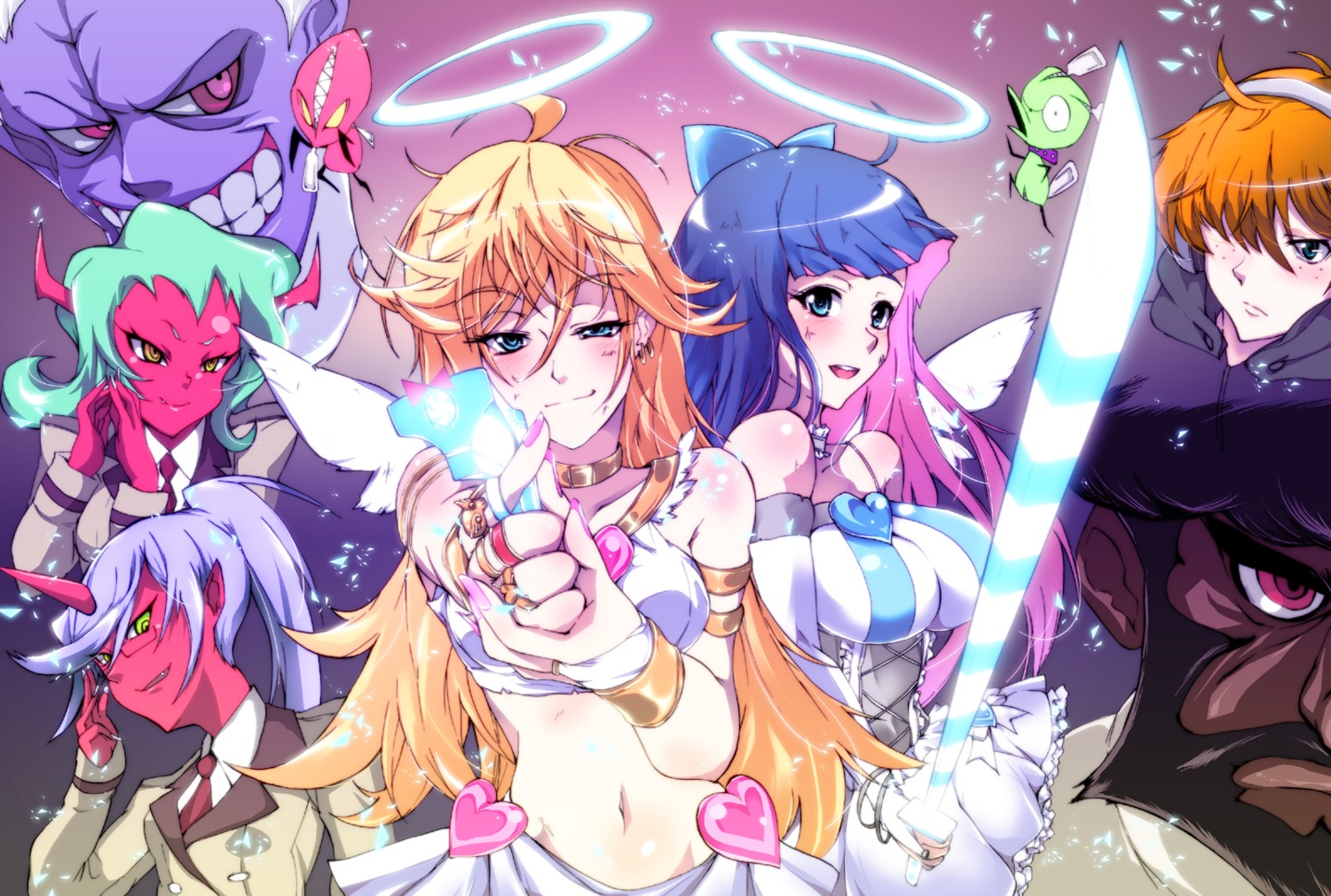 angel azu brief chuck corset devil dress fastner garterbelt gun horns kneesocks megane panty panty_&_stocking_with_garterbelt scanty stocking sword uniform wings