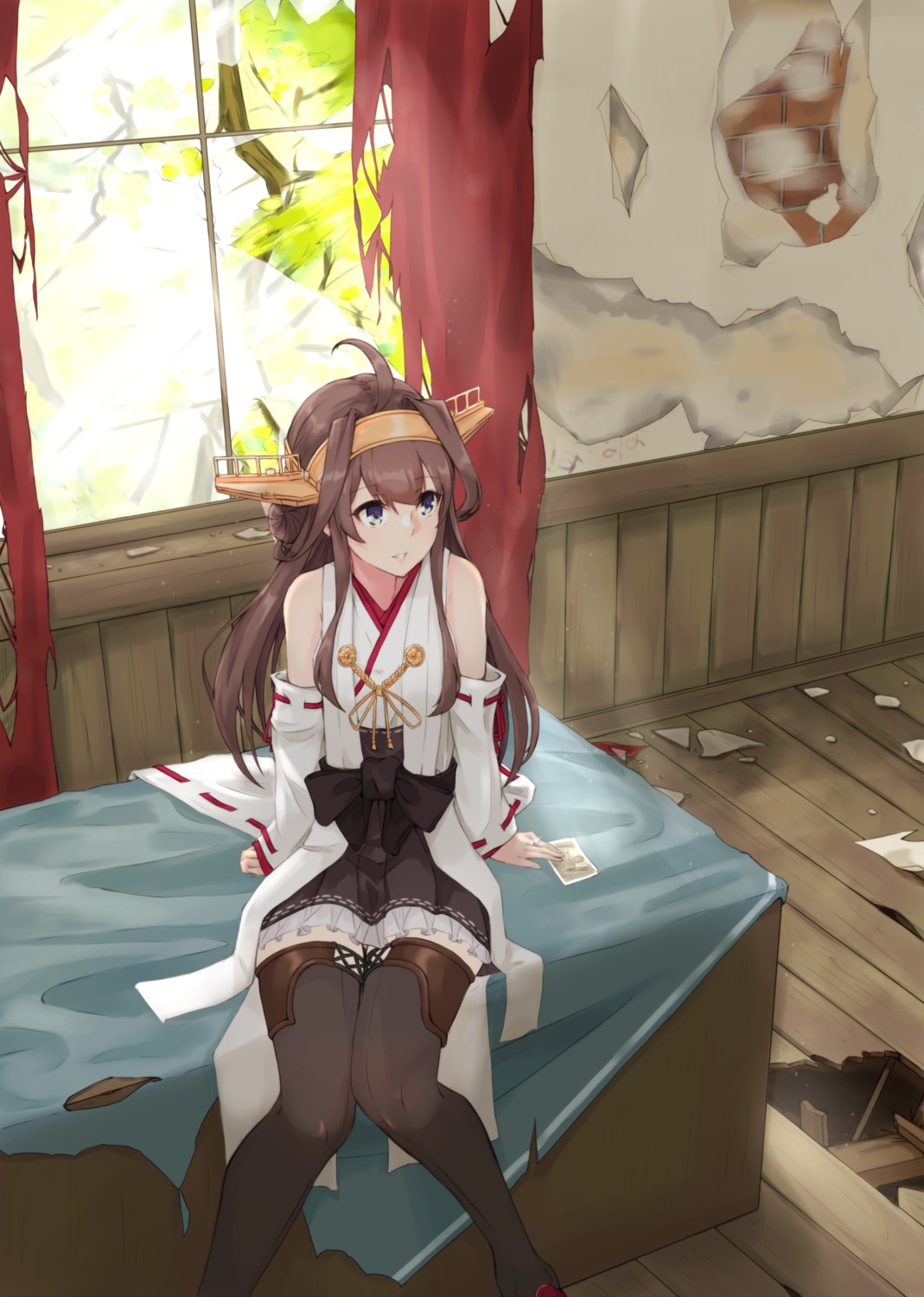 alakoala_shoushou kantai_collection kongou_(kancolle) thighhighs