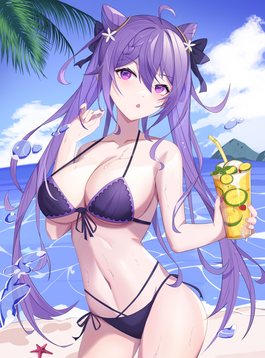 bikini genshin_impact keqing swimsuits znx_xin