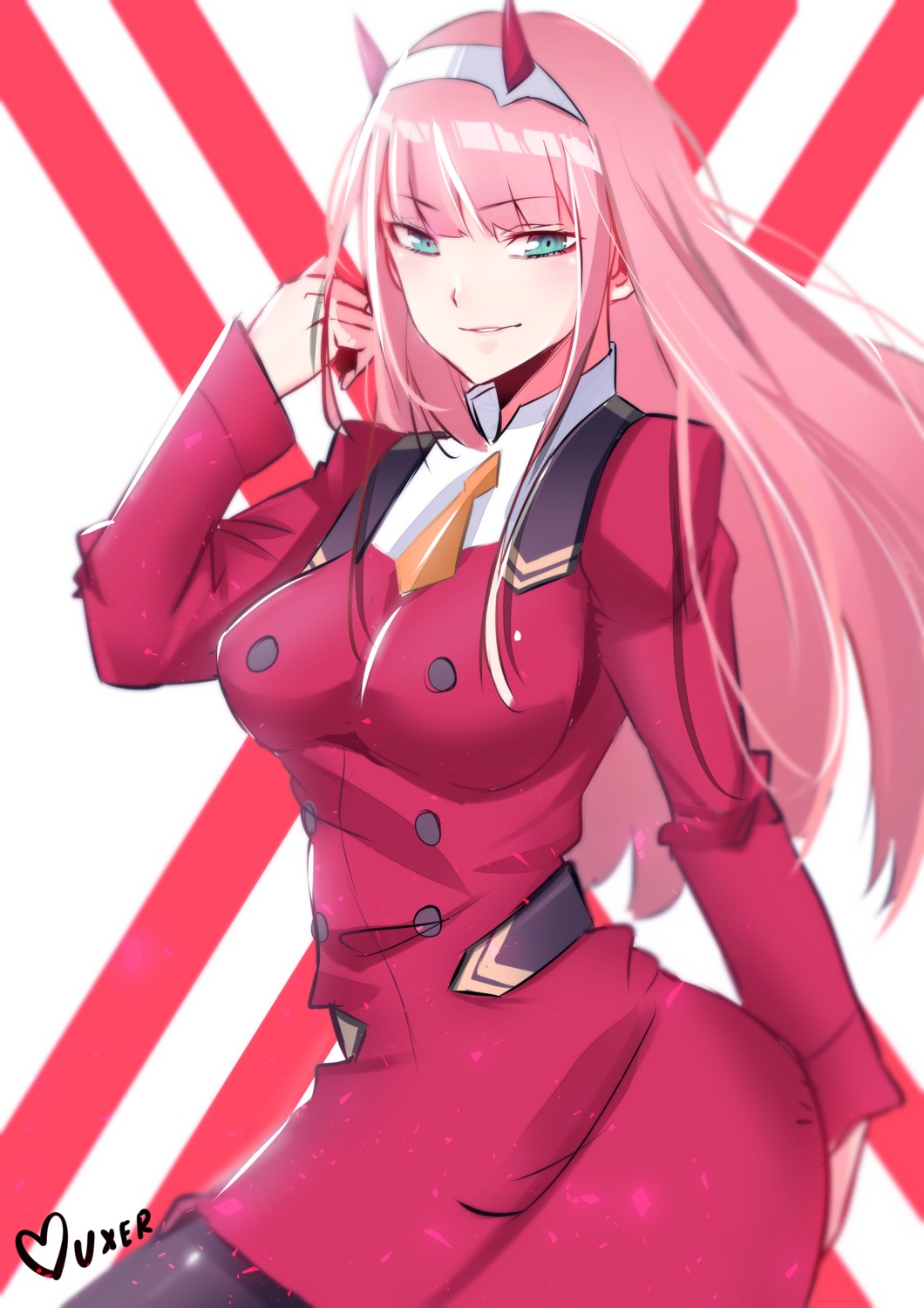 darling_in_the_franxx horns pantyhose uniform vuxer zero_two_(darling_in_the_franxx)