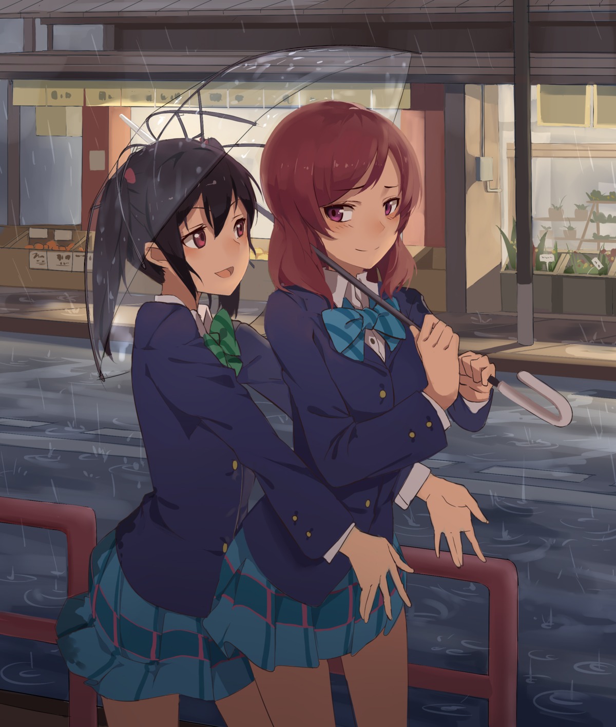 huanxiang_heitu love_live! nishikino_maki seifuku umbrella yazawa_nico