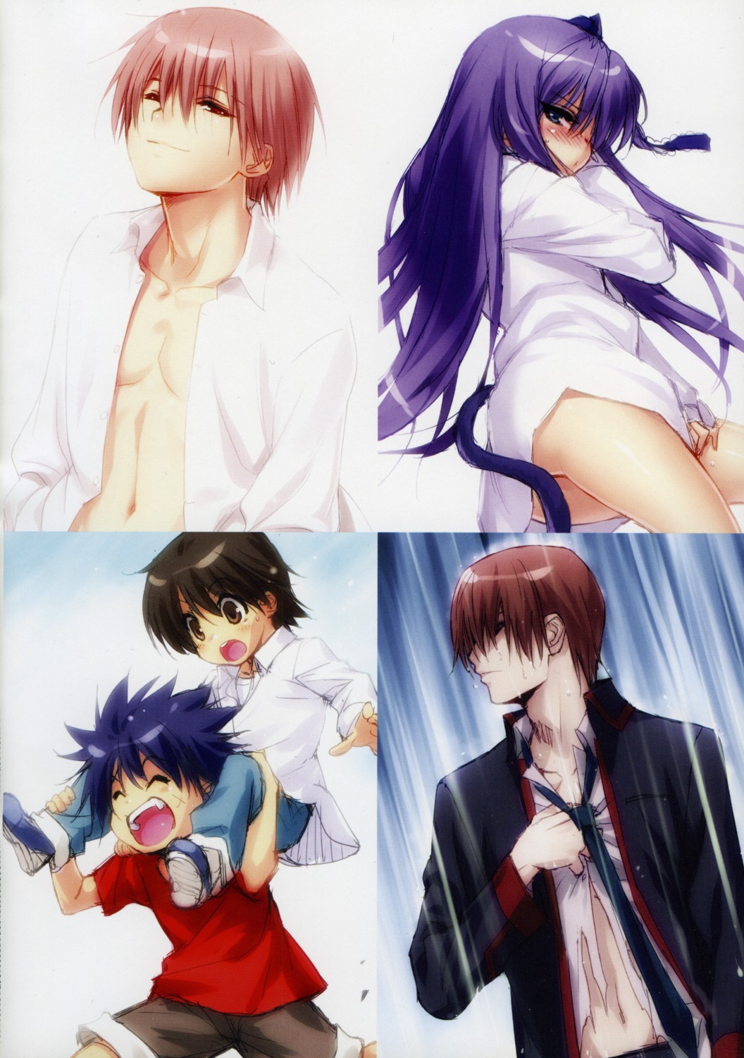 ass bottomless dress_shirt inohara_masato little_busters! naoe_riki natsume_kyousuke sasasegawa_sasami tail wet zen