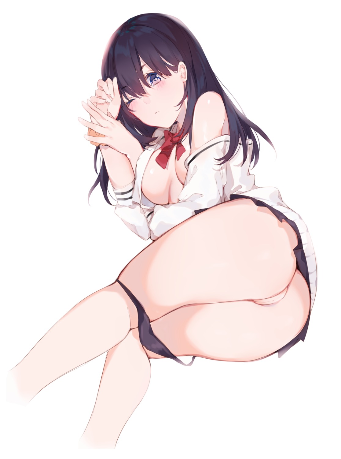 ass erect_nipples mizumitsue no_bra open_shirt pantsu panty_pull pussy seifuku ssss.gridman sweater takarada_rikka uncensored