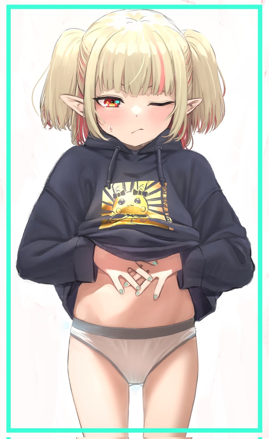 loli makaino_ririmu nijisanji nijisanji_gamers pantsu pointy_ears sabamen shirt_lift