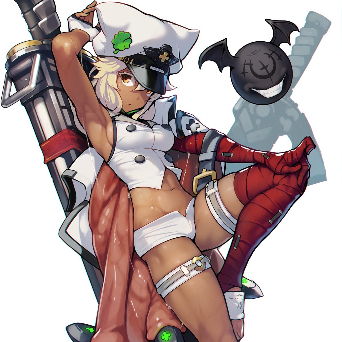 ataruman bandages garter guilty_gear no_bra ramlethal_valentine sword uniform