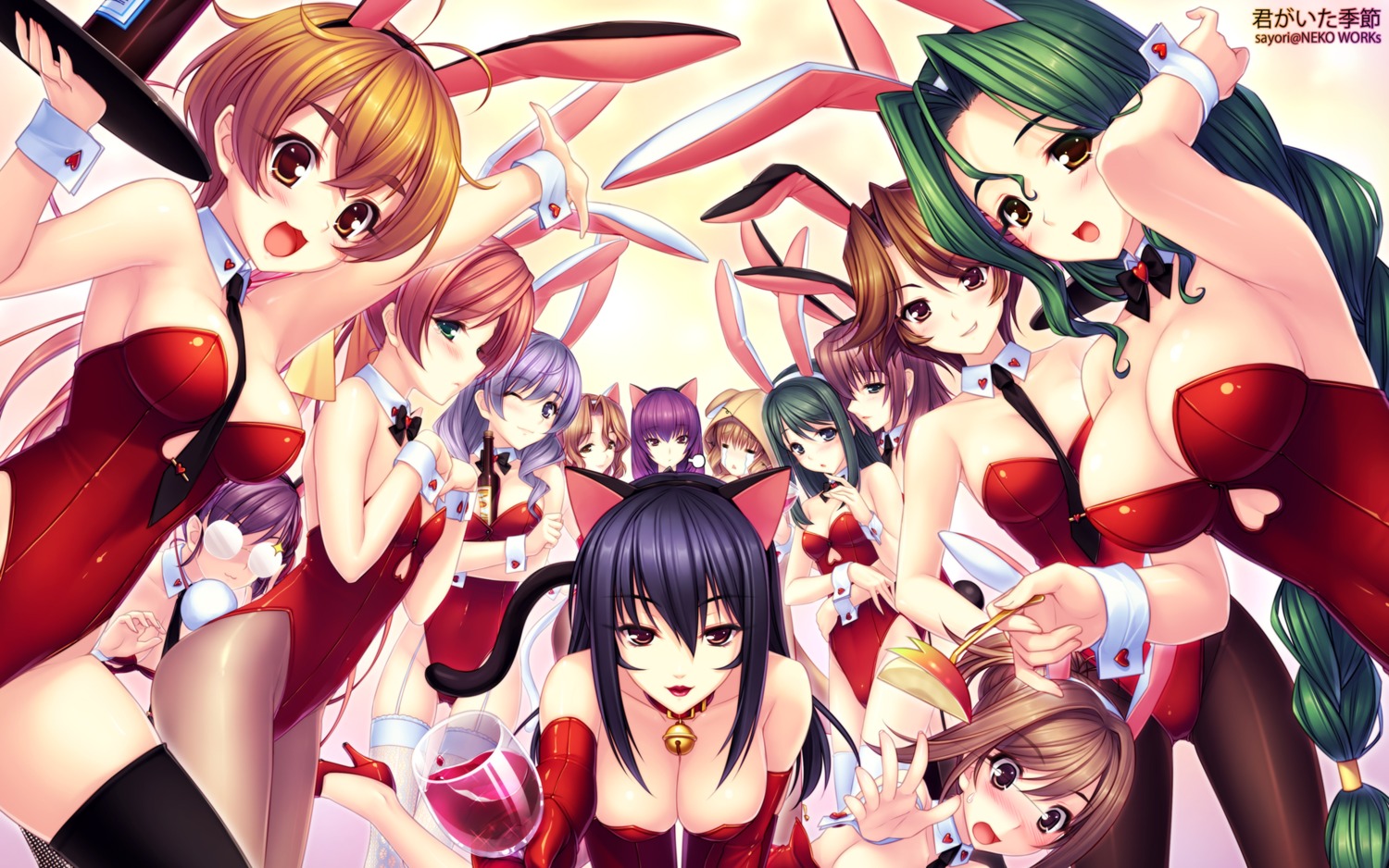 aihara_misa animal_ears bunny_ears bunny_girl cleavage fishnets isumi_akira isumi_marika isumi_michiru isumi_yayoi jinguuji_marimo kazama_touko kimi_ga_ita_kisetsu kouzuki_mitsuko kouzuki_yuuko megane munakata_misae nekomimi pantyhose sayori stockings tail taira_miyuu thighhighs toono_yuri wallpaper yagawa_mutsuki yuri