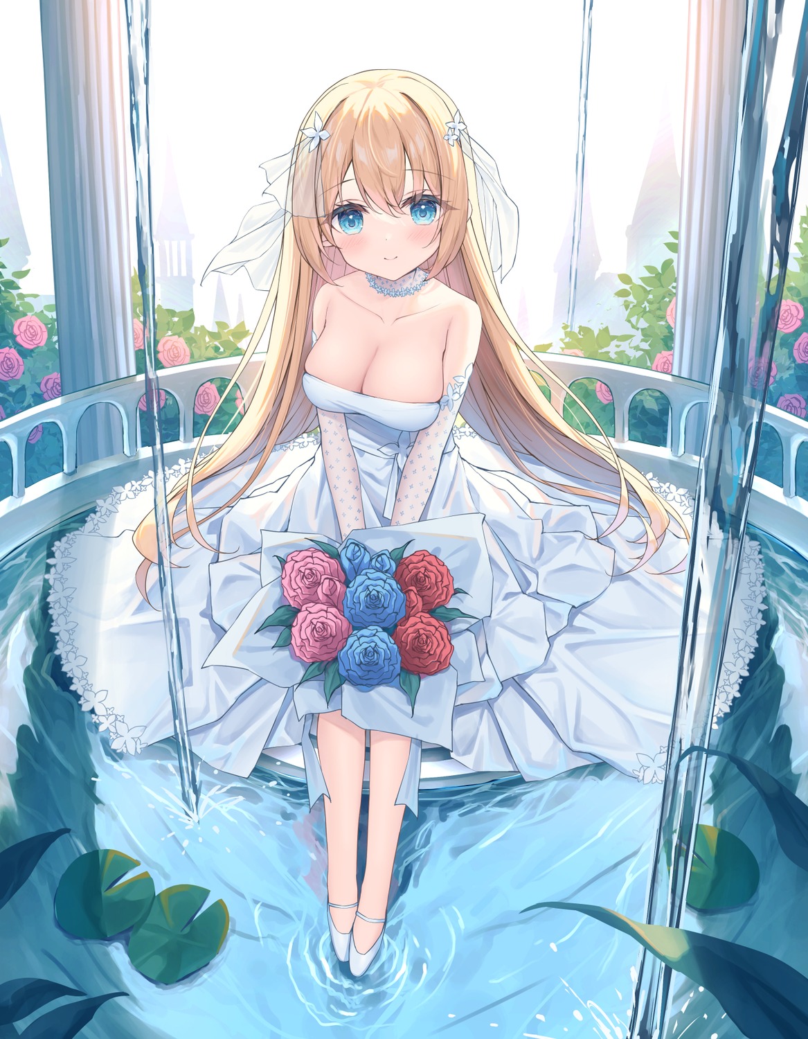 dress no_bra satsuki_yukimi wedding_dress