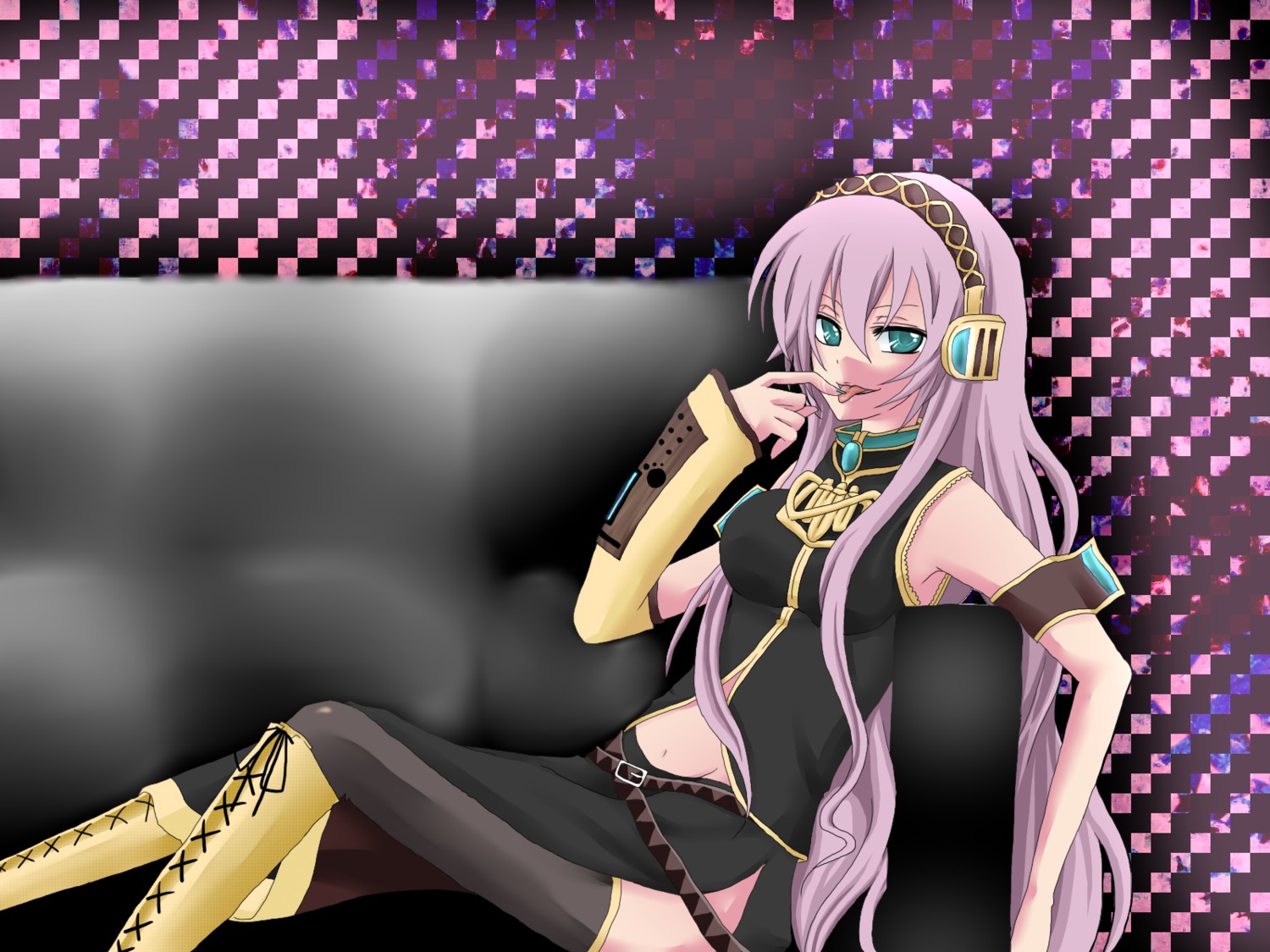 megurine_luka otya322 thighhighs vocaloid wallpaper