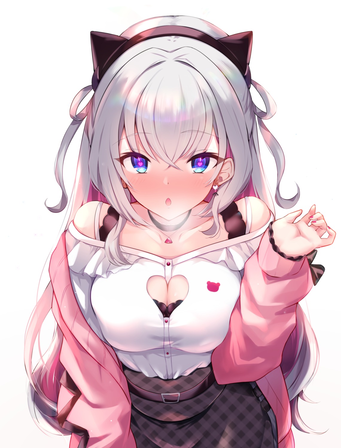 animal_ears avatar_2.0_project cleavage equal_(heartstrings) musubime_yui nekomimi sweater