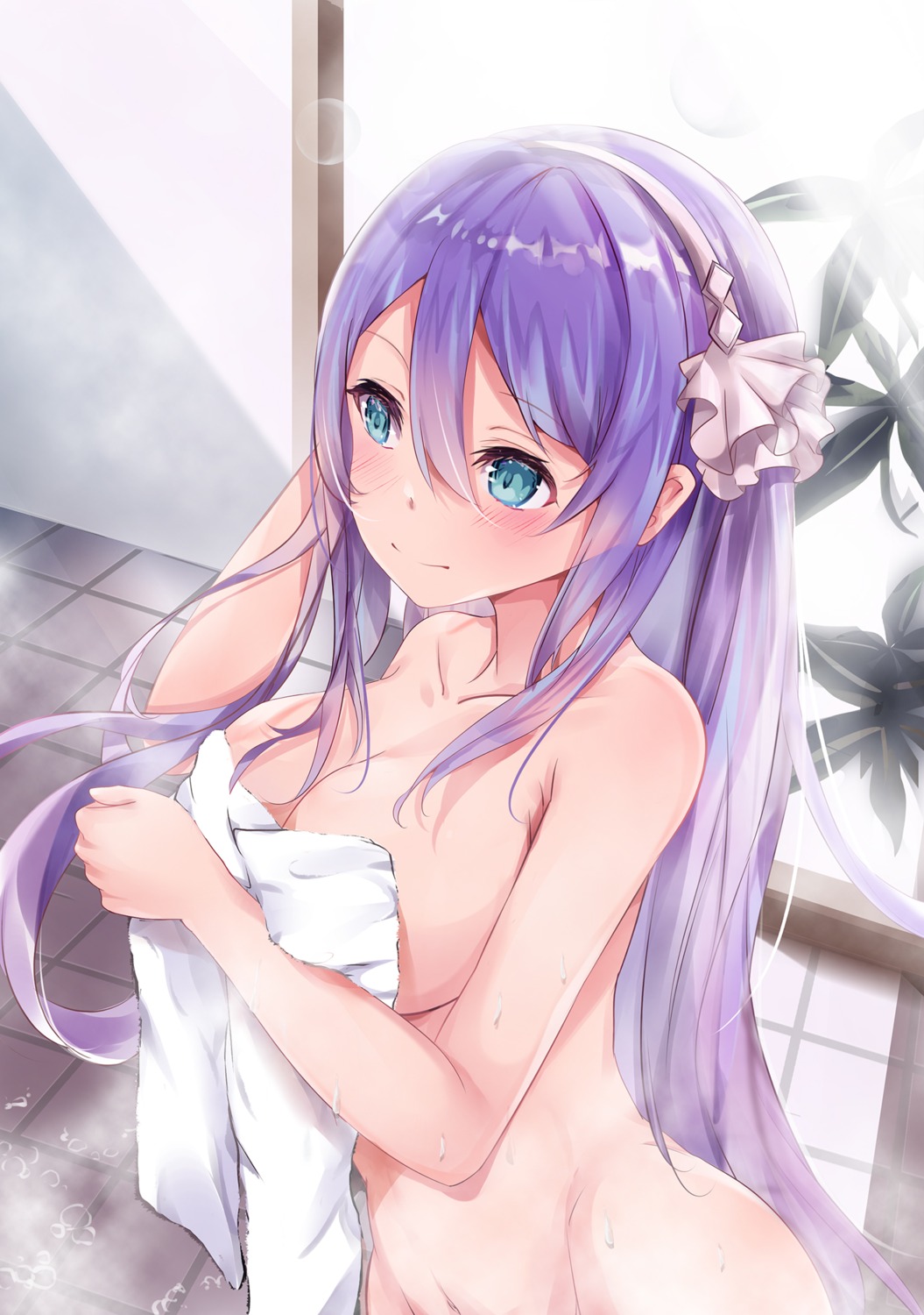 breast_hold hoshino_shizuru mutang naked princess_connect princess_connect!_re:dive towel wet